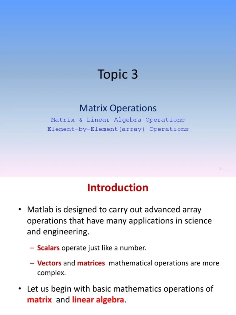 Matlab Matrix Operation | PDF | Matrix (Mathematics) | Linear Algebra