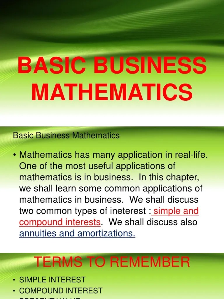 Basic Business Mathematics | PDF