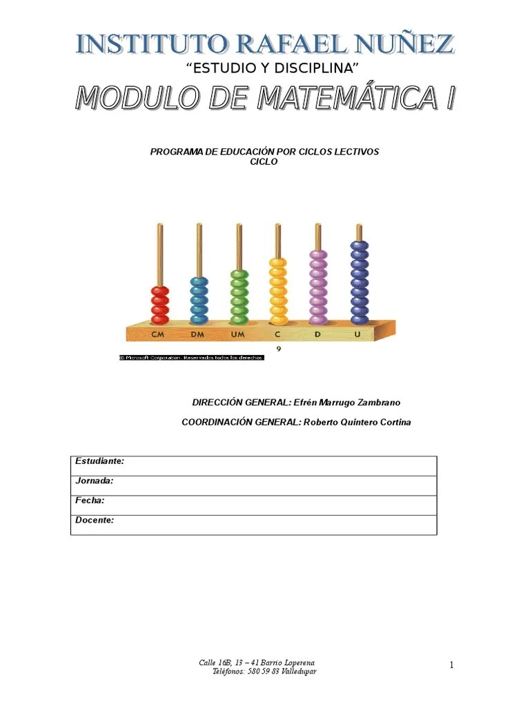 MÓDULO DE MATEMÁTICAS I (ciclo 3, Grado 6) | PDF