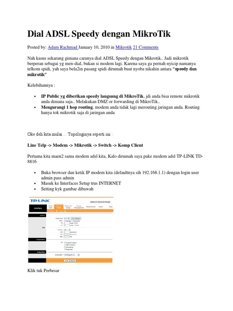 Entdecke rezepte, einrichtungsideen, stilinterpretationen und andere ideen zum ausprobieren. Dial Adsl Speedy Dengan Mikrotik