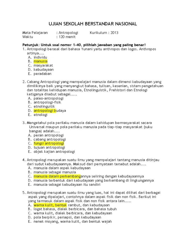 Pengertian dan ruang lingkup ilmu antropologi pengantar antropologi. Kumpulan Soal Dan Pembahasan Antropologi Beinyu Com