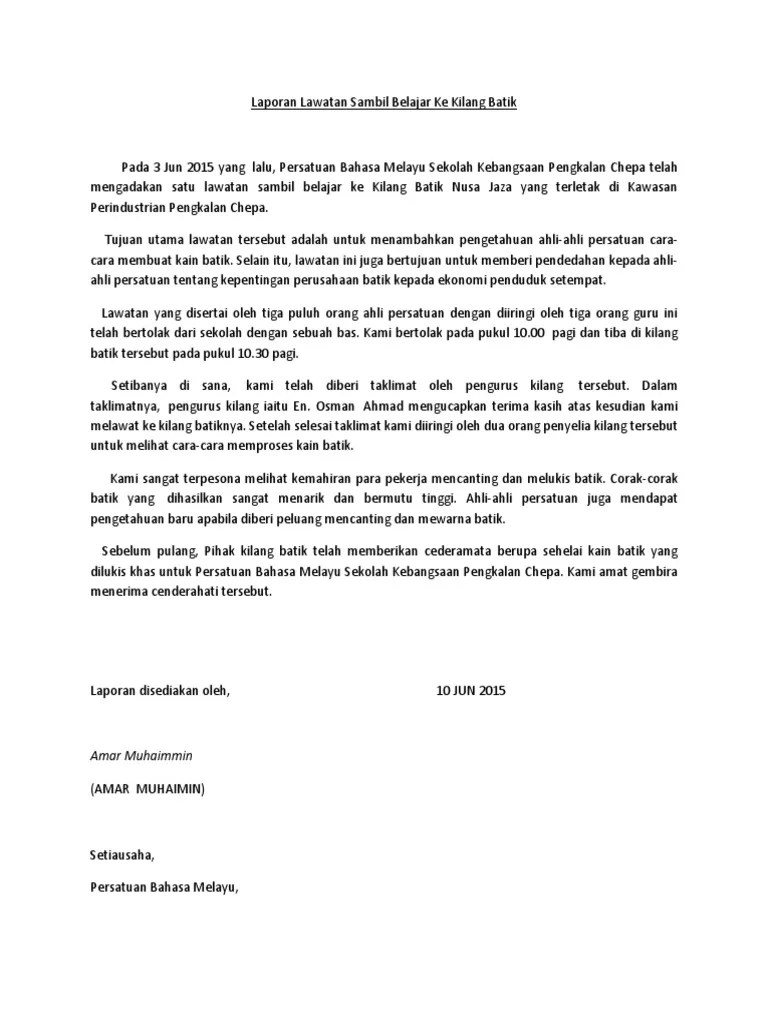 Contoh Karangan Laporan Pt3 : Contoh Karangan Laporan Bahasa Malaysia Laporan Sambil Belajar Ke Bangunan Parlimen Pada Tanggal Studocu