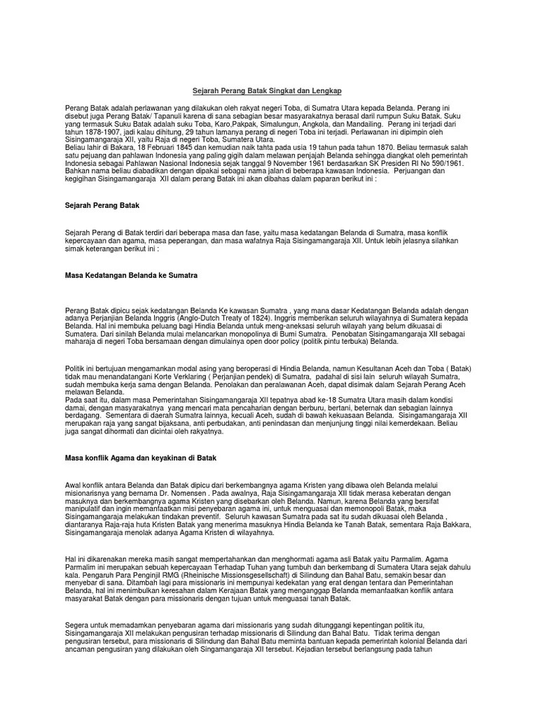 Sejarah Perang Batak | PDF