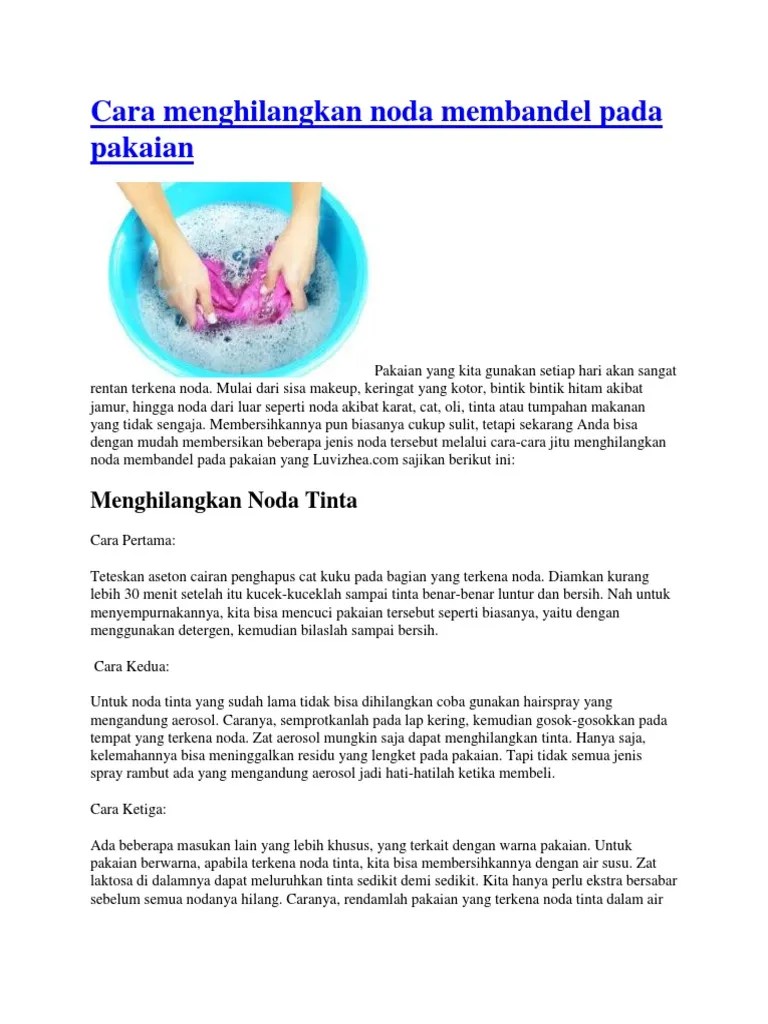 Cara Menghilangkan Noda Membandel Pada Pakaian | PDF