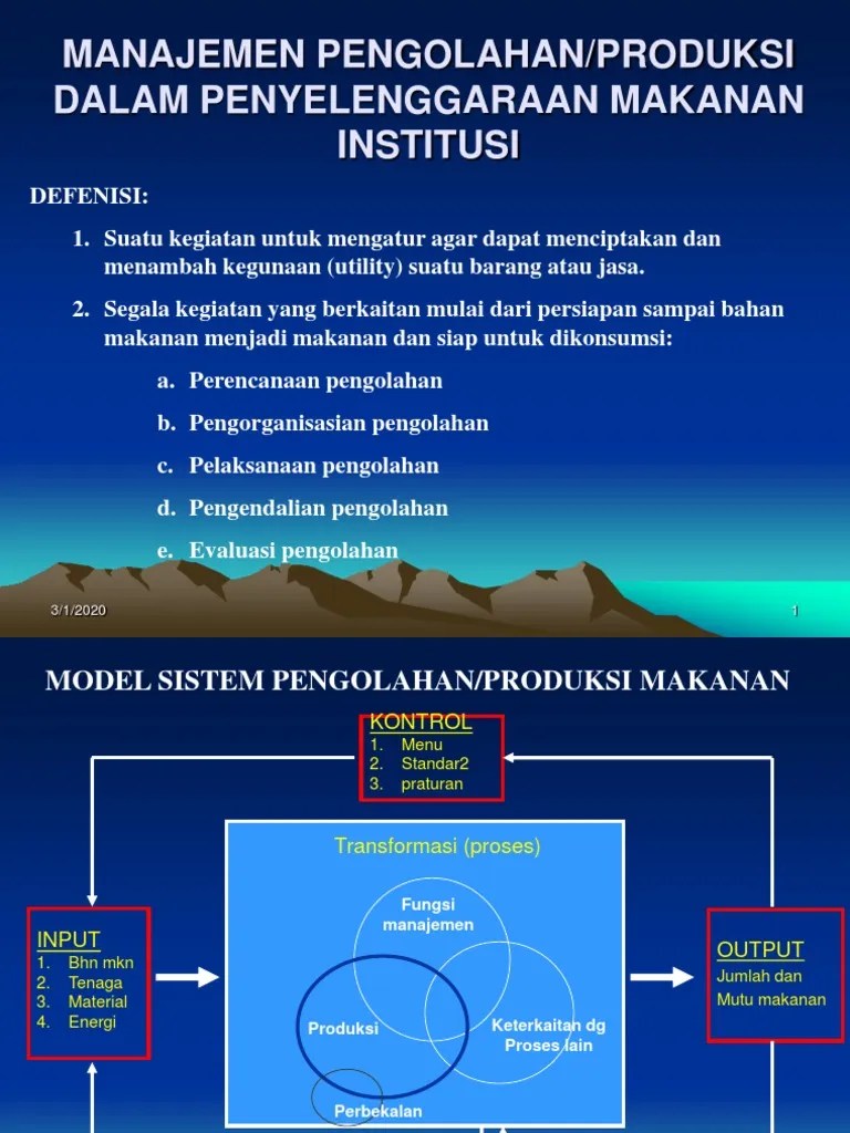 Manajemen Pengolahan Bahan Makanan | PDF