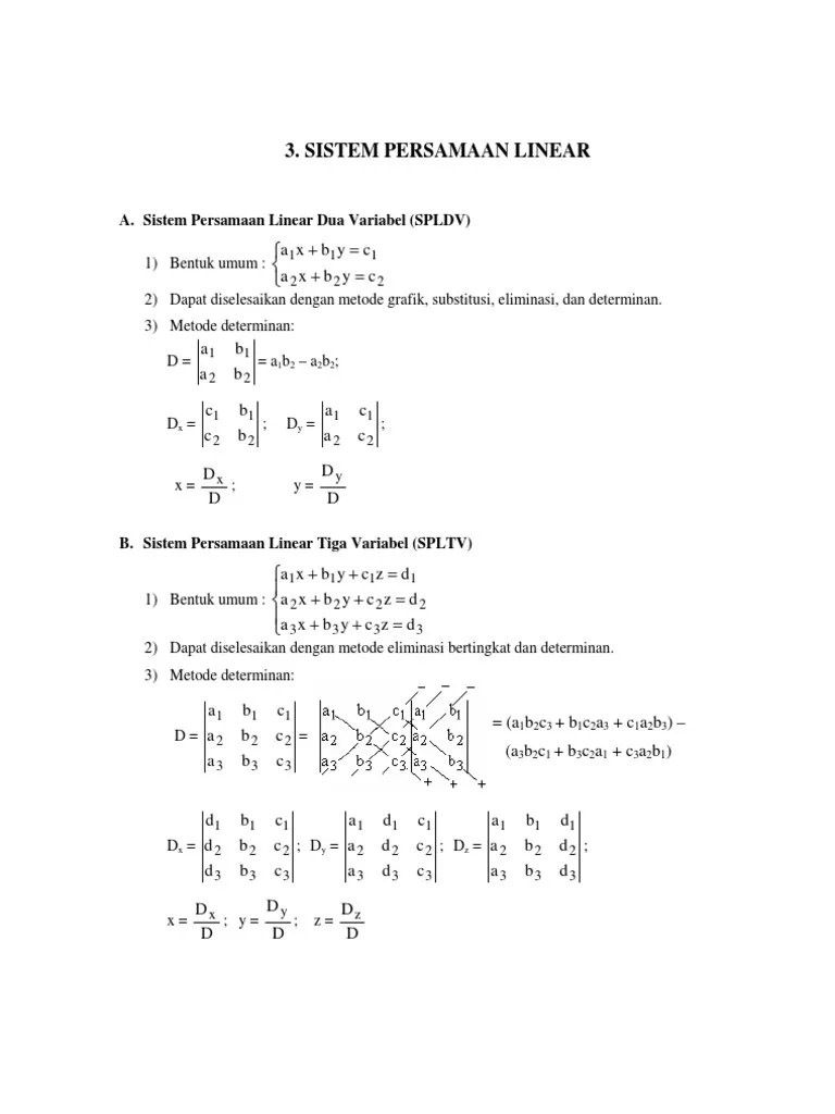 2x + 3y — z = 20. Sistem Persamaan Linear Pdf