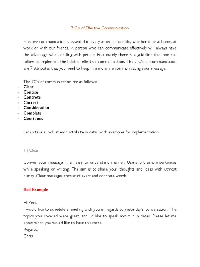 7 Cs Of Communications | PDF | Communication | Semiotics