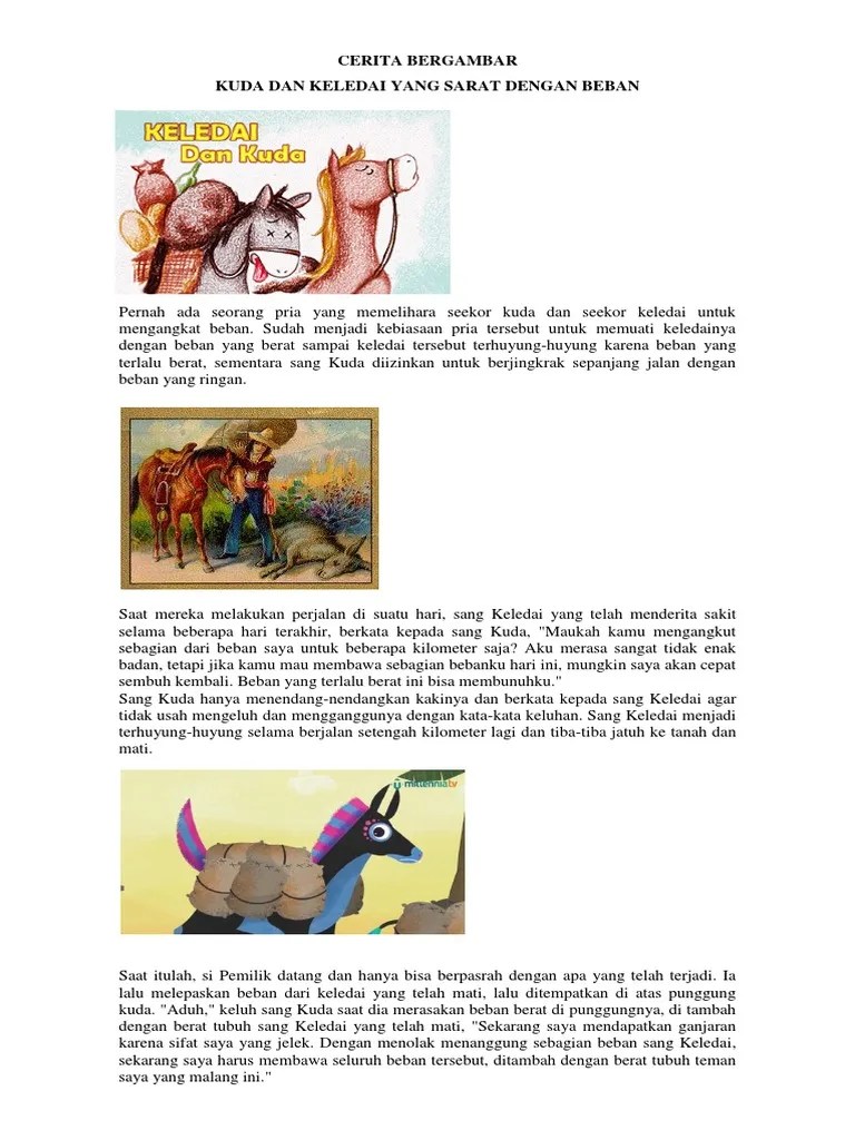 Cerita Bergambar Kuda Dan Keledai Sarat Benda | PDF