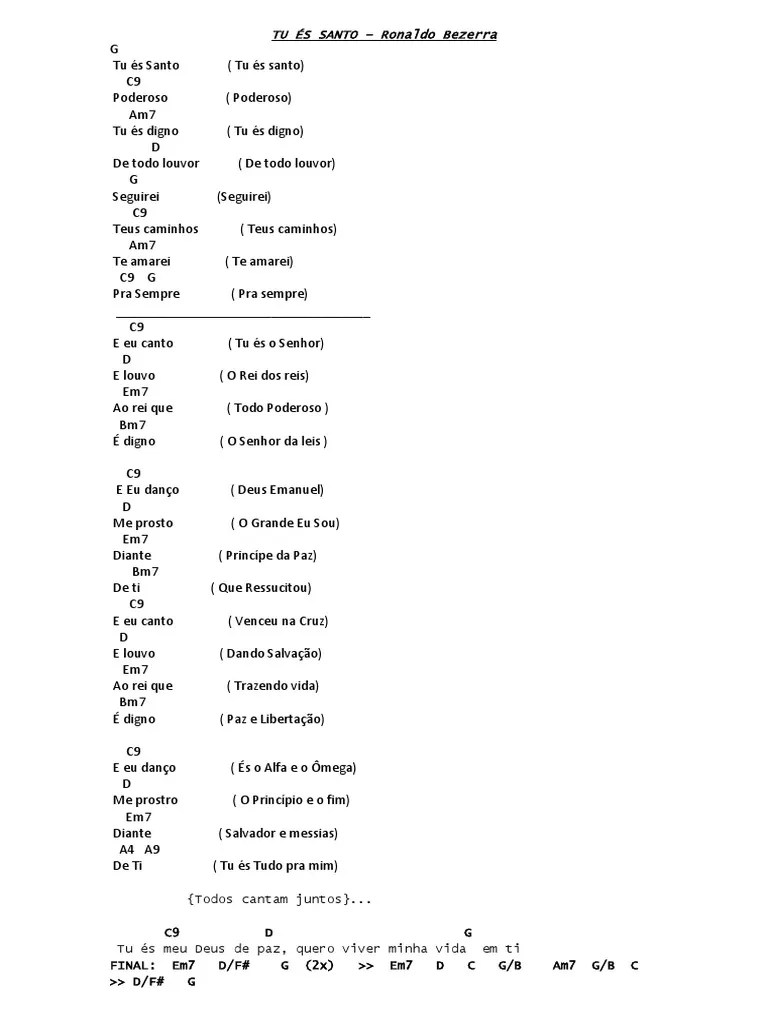 TU ÉS SANTO - Cifra | PDF