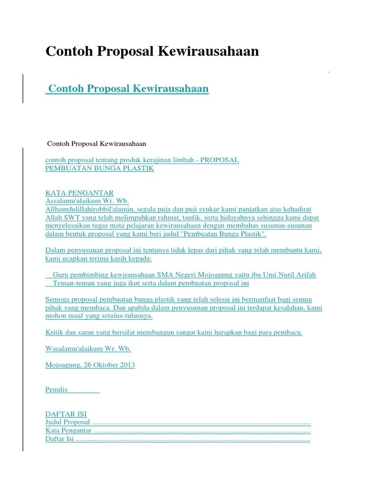 Bab 1 pendahuluan • bab i pendahuluan • a. Contoh Proposal Kewirausahaan Pdf