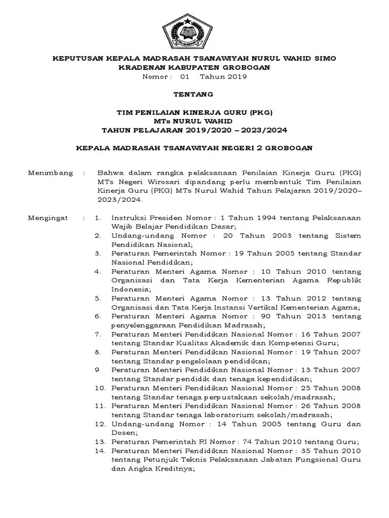 SK Tim PKG 2019 Sampai 2024 | PDF