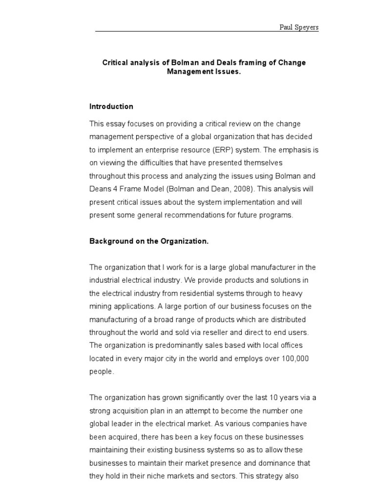 Critical Analysis Of Change Management | Download Free PDF | Enterprise ...