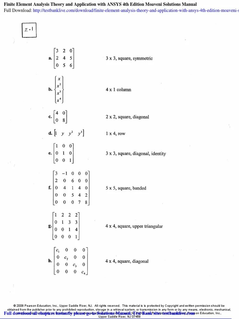 Finite Element Analysis Theory Application Ansys 4th Edition Moaveni ...