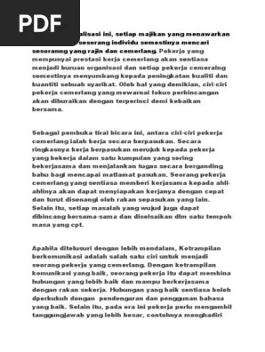 Punca lain yang ketara ialah masalah ketelusan sistem pentadbiran kerajaan kita. Karangan Pdf