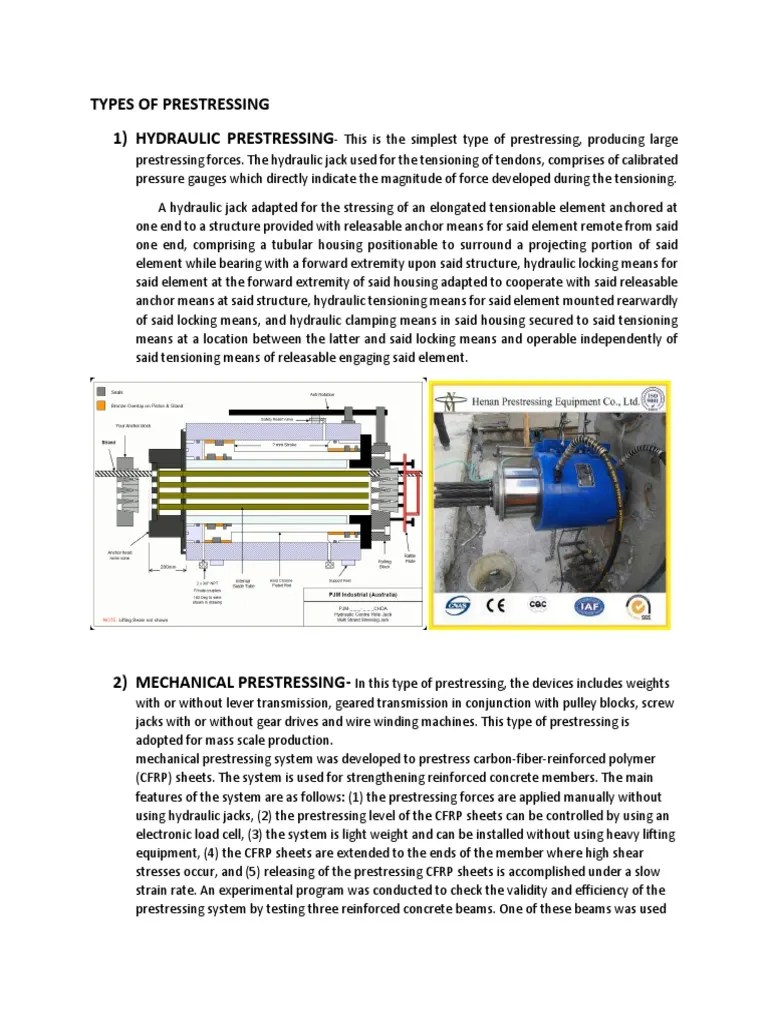 Types Of Prestressing | PDF | Prestressed Concrete | Concrete