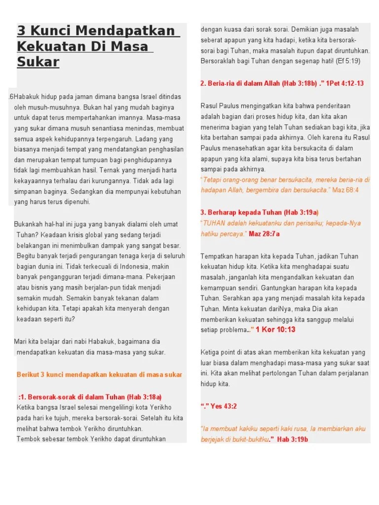 3 Kunci Mendapatkan Kekuatan Di Masa Sukar | PDF