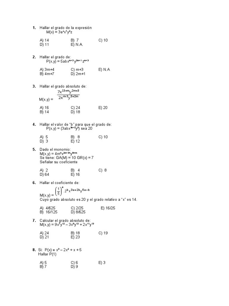 Tema 3 ÁLGEBRA POLINOMIOS 1 ESCOLARES | PDF | Álgebra Abstracta | Algoritmos