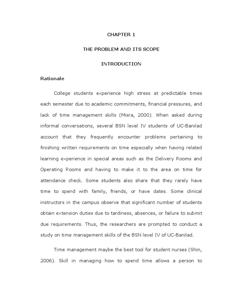 Time Management Skills Of Level Iv BSN Students Of The University Of ...
