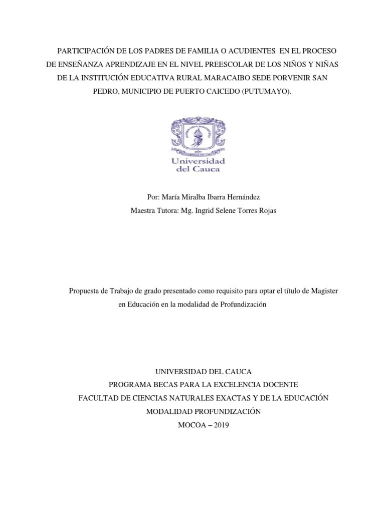 Participación De Los Padres De Familia O Acudientes En El Proceso De ...
