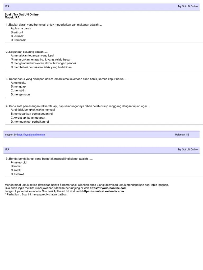 SOAL-Try Out UN Online IPA | PDF