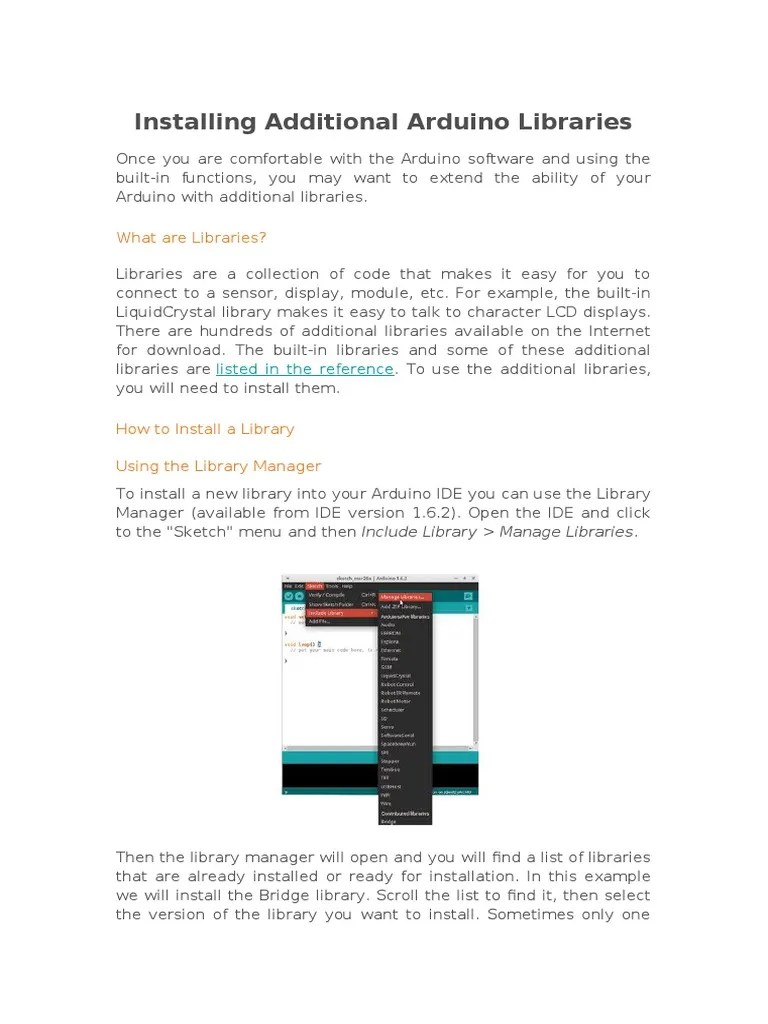 Installing Additional Arduino Libraries | PDF | Zip (File Format ...