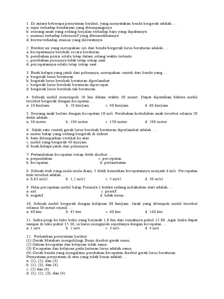 Berikut contoh soal glbb dan pembahasannya. Soal Latihan Kelas 8 Glb Dan Glbb 2019 2020 Pdf