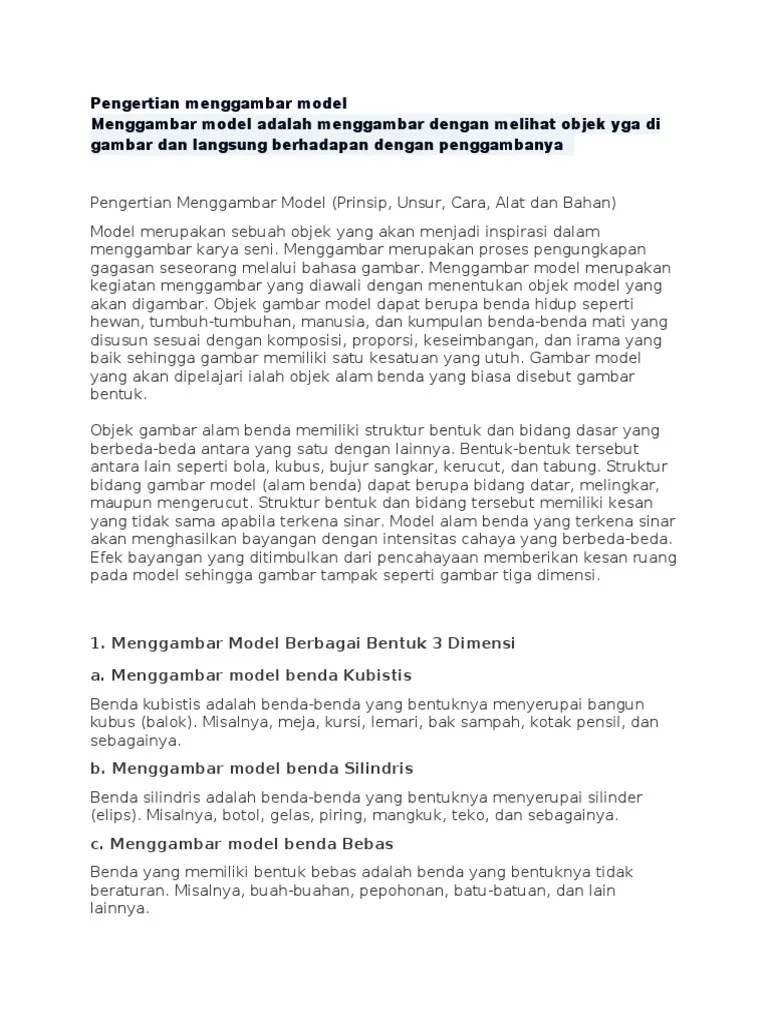 Mengidentifikasi jenis objek gambar ilustrasi.3. Pengertian Menggambar Model Pdf