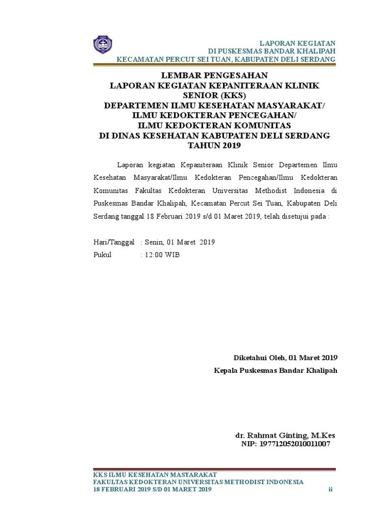 Lembar Pengesahan Puskesmas Bandar Khalipah | PDF