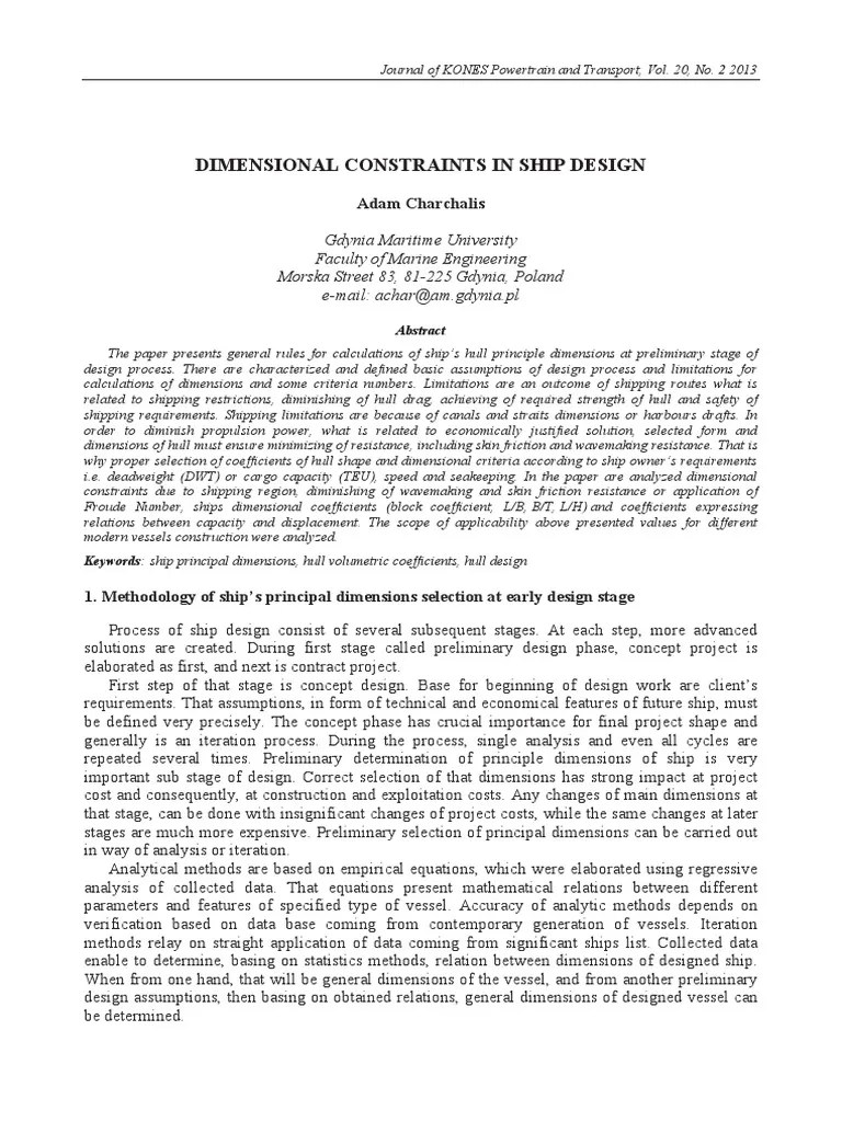 Ship Design Dimensional Constraints | PDF | Ships | Hull (Watercraft)