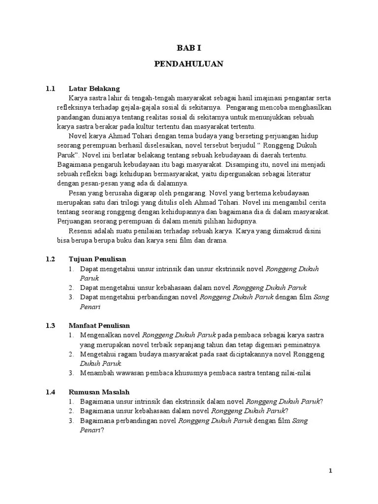 Analisis Novel Ronggeng Dukuh Paruk Pdf 