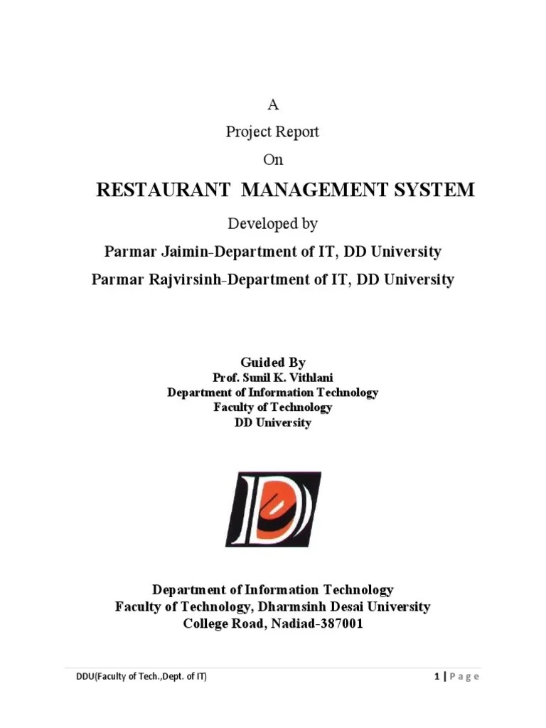 Restaurant Management System | PDF | Customer Relationship Management | Data Management