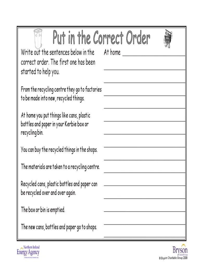 Putting sentences in logical order. Put The Sentences In Order Pdf