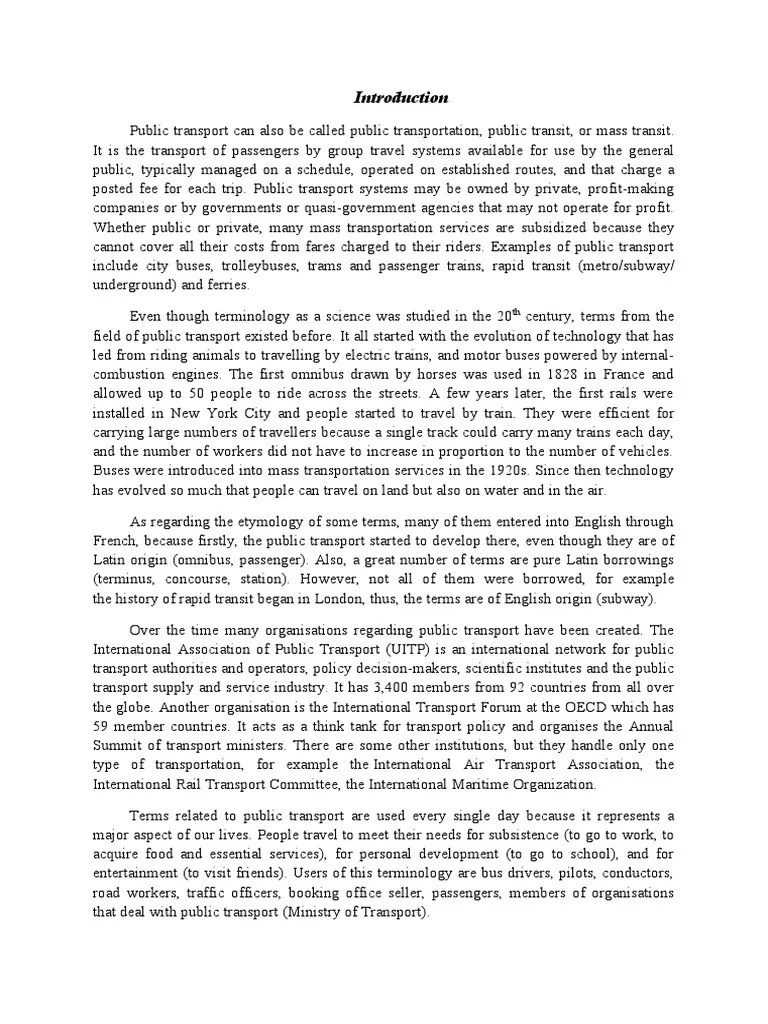 Public Transport Introduction | PDF | Public Transport | Rapid Transit