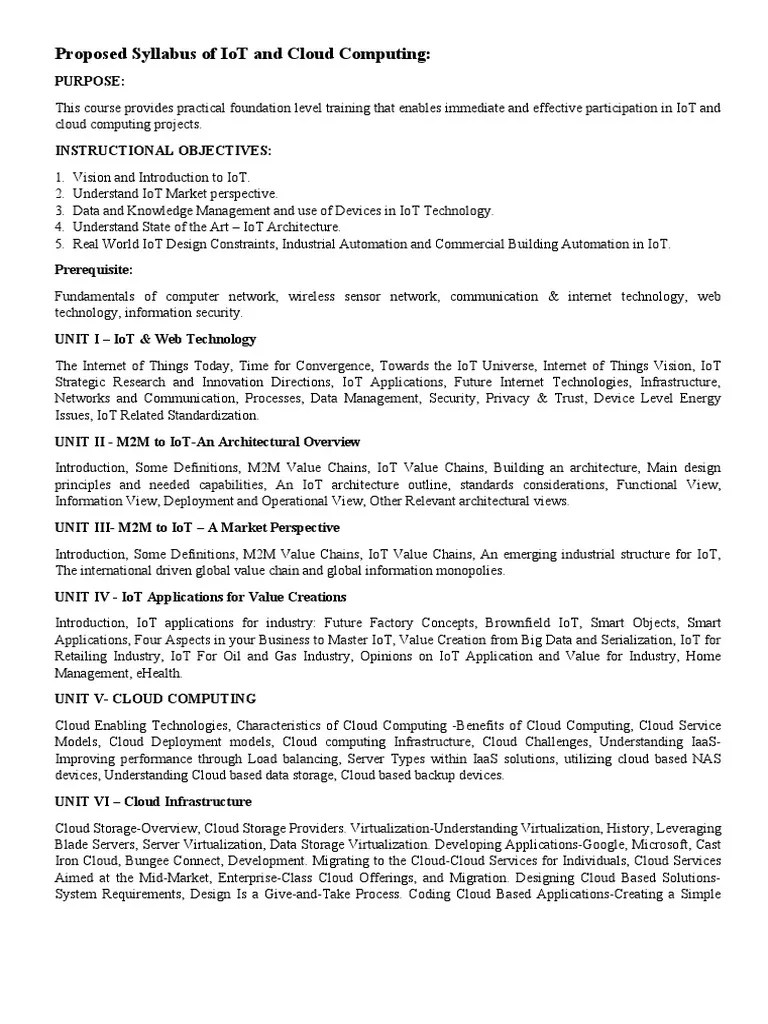 Proposed Syllabus Of IoT And Cloud Computing | PDF | Internet Of Things ...