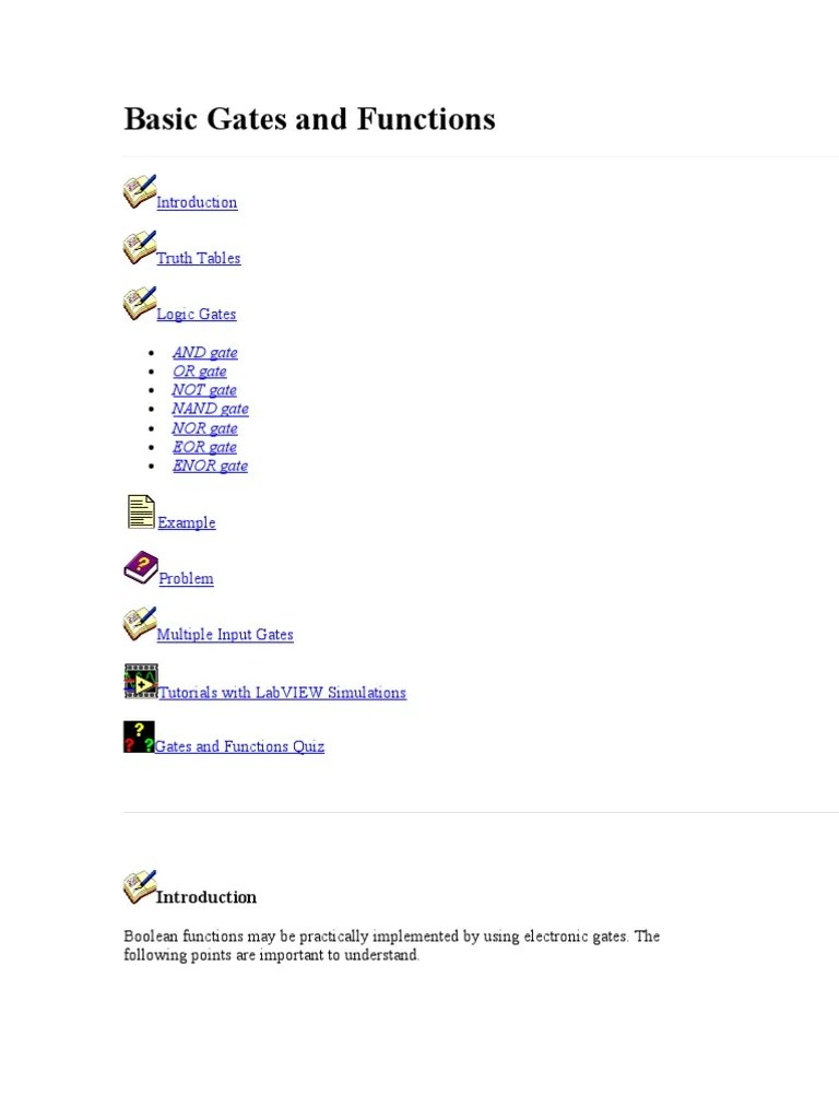 Basic Logic Gates And Functions: An Introduction To Truth Tables, AND ...