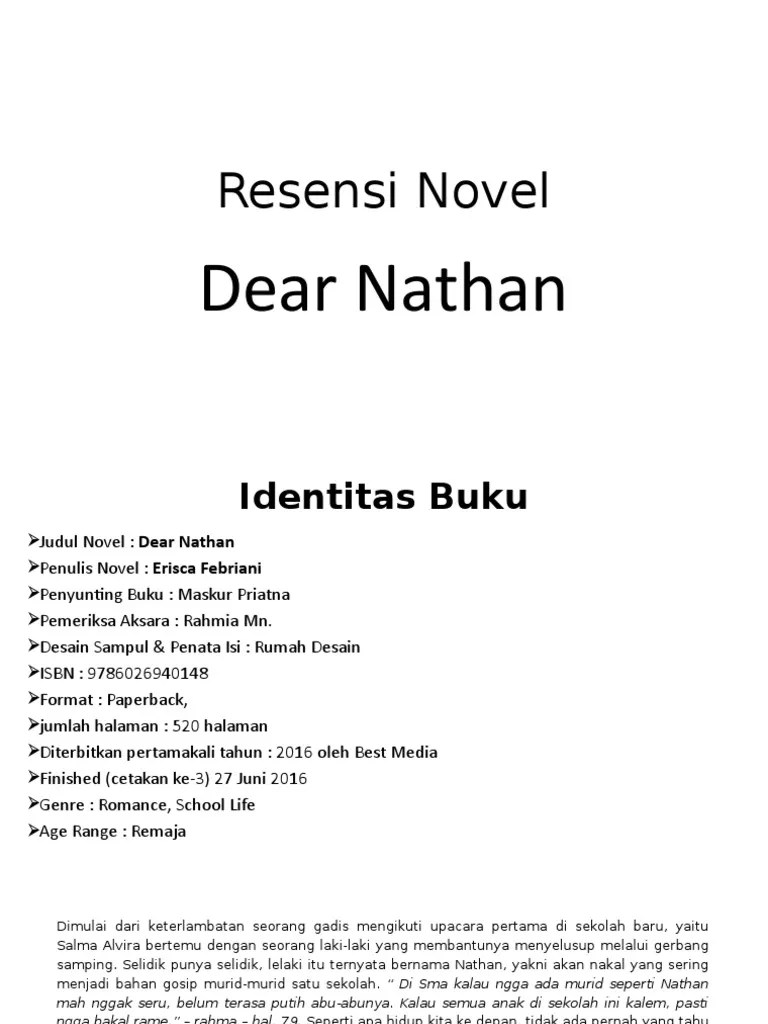 Novel ini menceritakan salma dan segala . Resensi Pdf