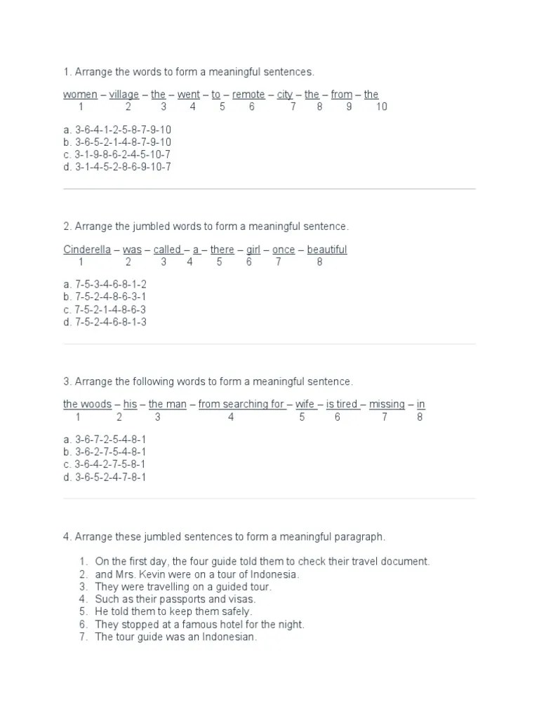 Jumbled Sentences | PDF