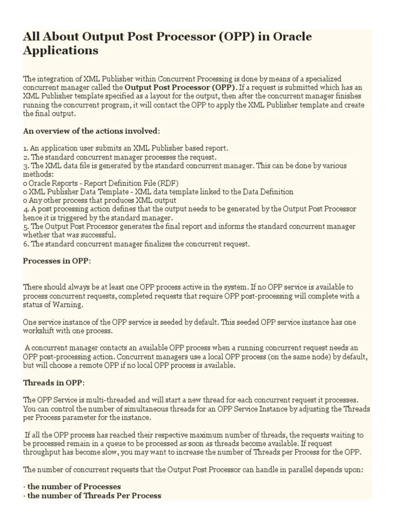 All About Output Post Processor (OPP) In Oracle Applications | PDF ...