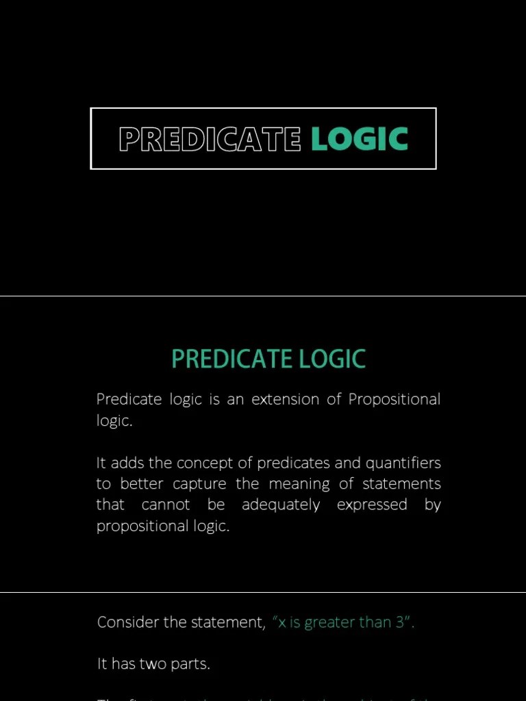 Predicate Logic PDF | PDF | Logical Expressions | Mathematical Logic