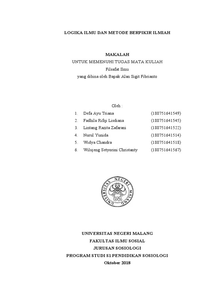 Logika Ilmu Dan Metode Berpikir Ilmiah | PDF