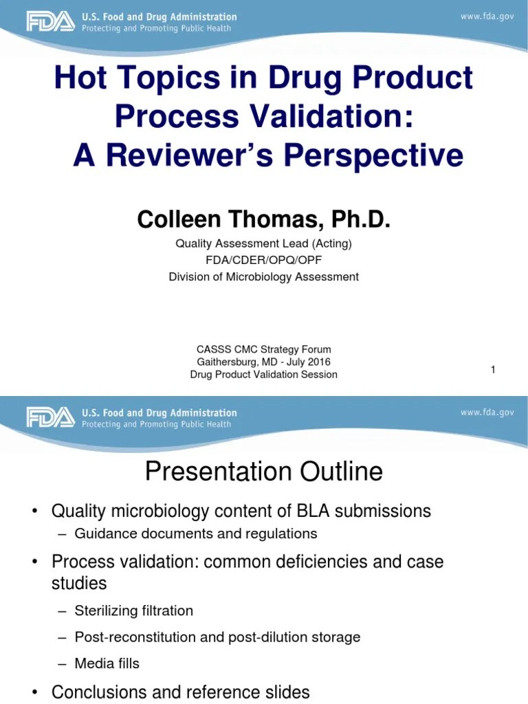FDA - Drug Product Process Validation PDF | PDF | Federal Food ...
