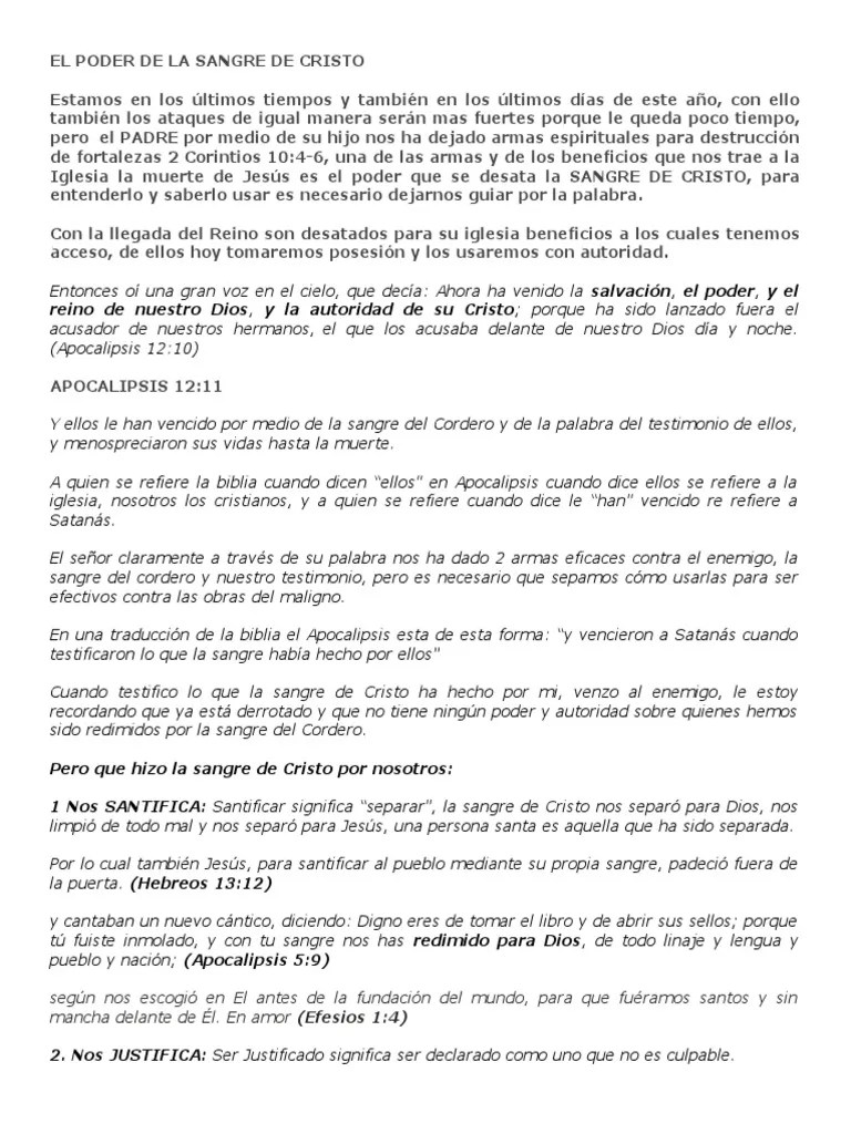 El Poder De La Sangre De Cristo | PDF | Cristo (título) | Libro De Revelación