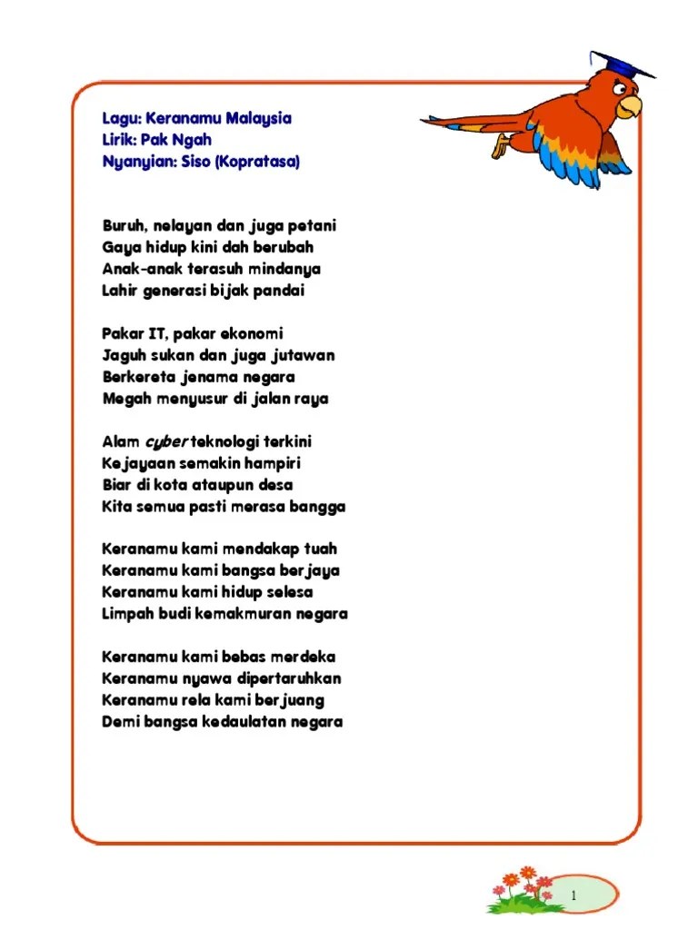 Gaya hidup kini dah berubah. Lirik Lagu Keranamu Malaysia Pdf