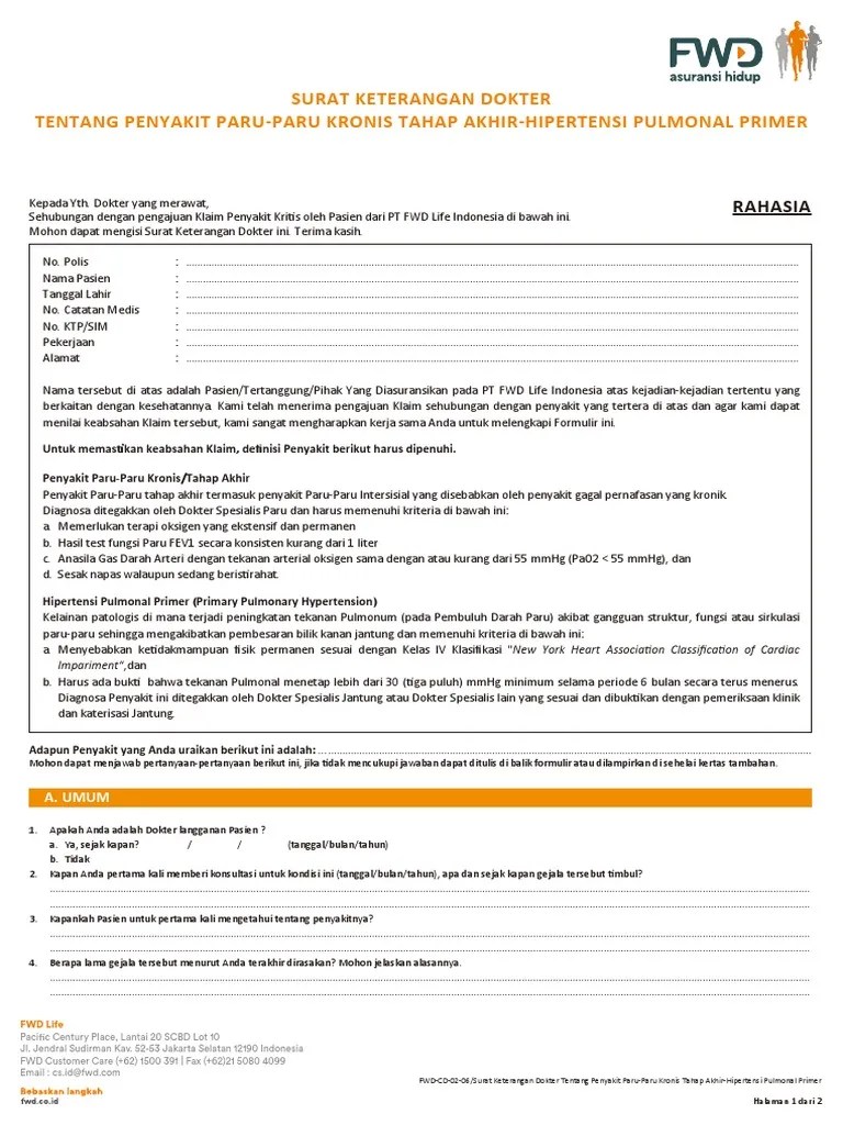 Surat Keterangan Penyakit Paru PDF | PDF