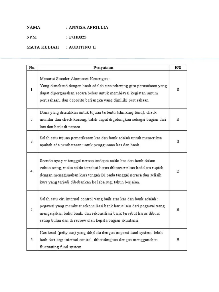 Check spelling or type a new query. Soal Latihan Auditing Sukrisno Agoes Bab 11 Masnurul