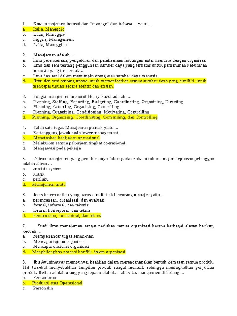 Soal Manajemen 1 | PDF