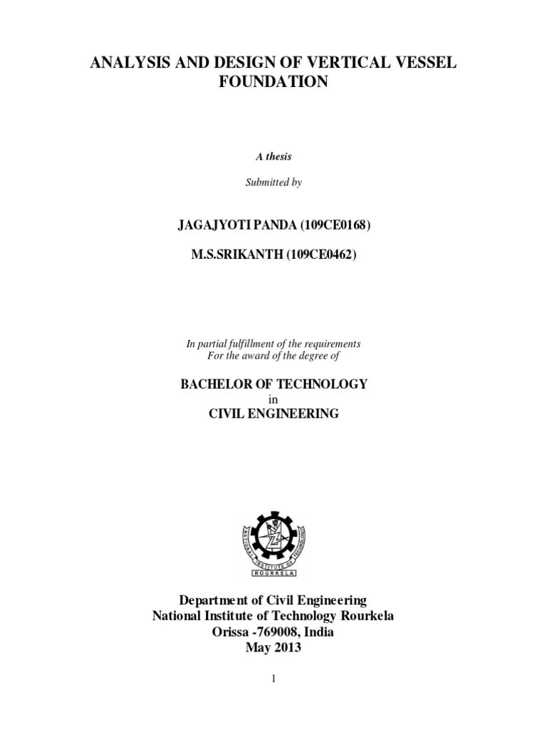 Analysis And Design Of Vertical Vessel Foundation | PDF | Bending ...