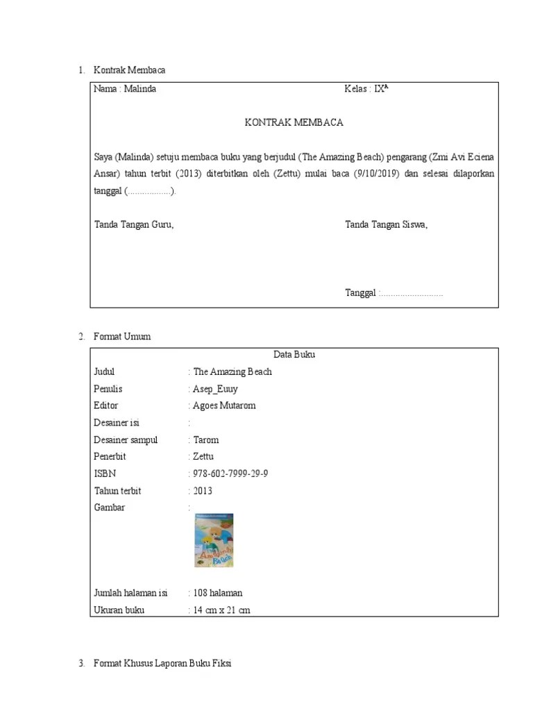 View format khusus laporan buku fiksi.docx from cs game devel at udhyyana institute of medical sciences, abbottabad. Kontrak Membaca Pdf