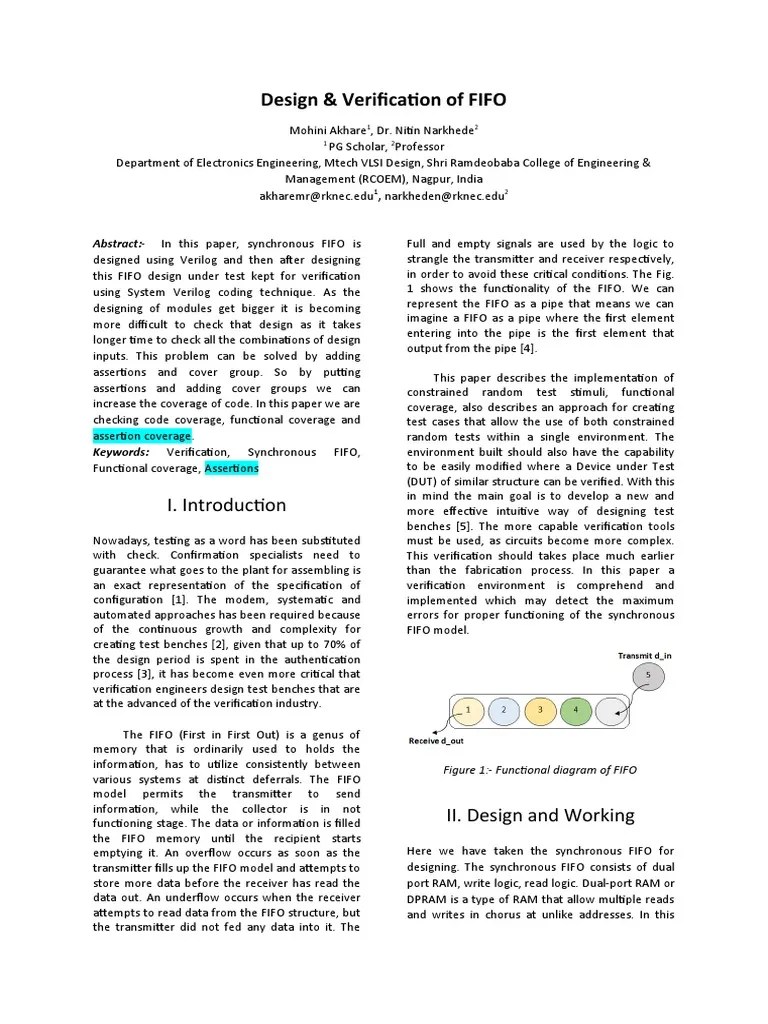 Design & Verification Of FIFO | PDF | Random Access Memory | Formal ...