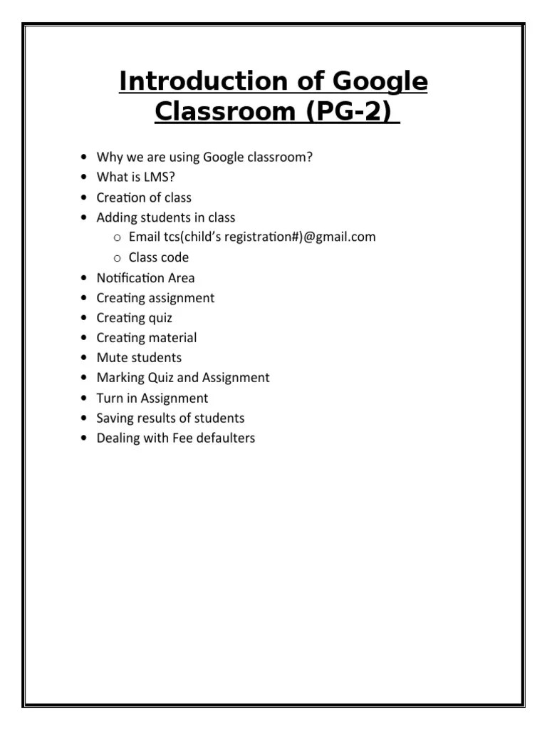 Introduction Of Google Classroom | PDF